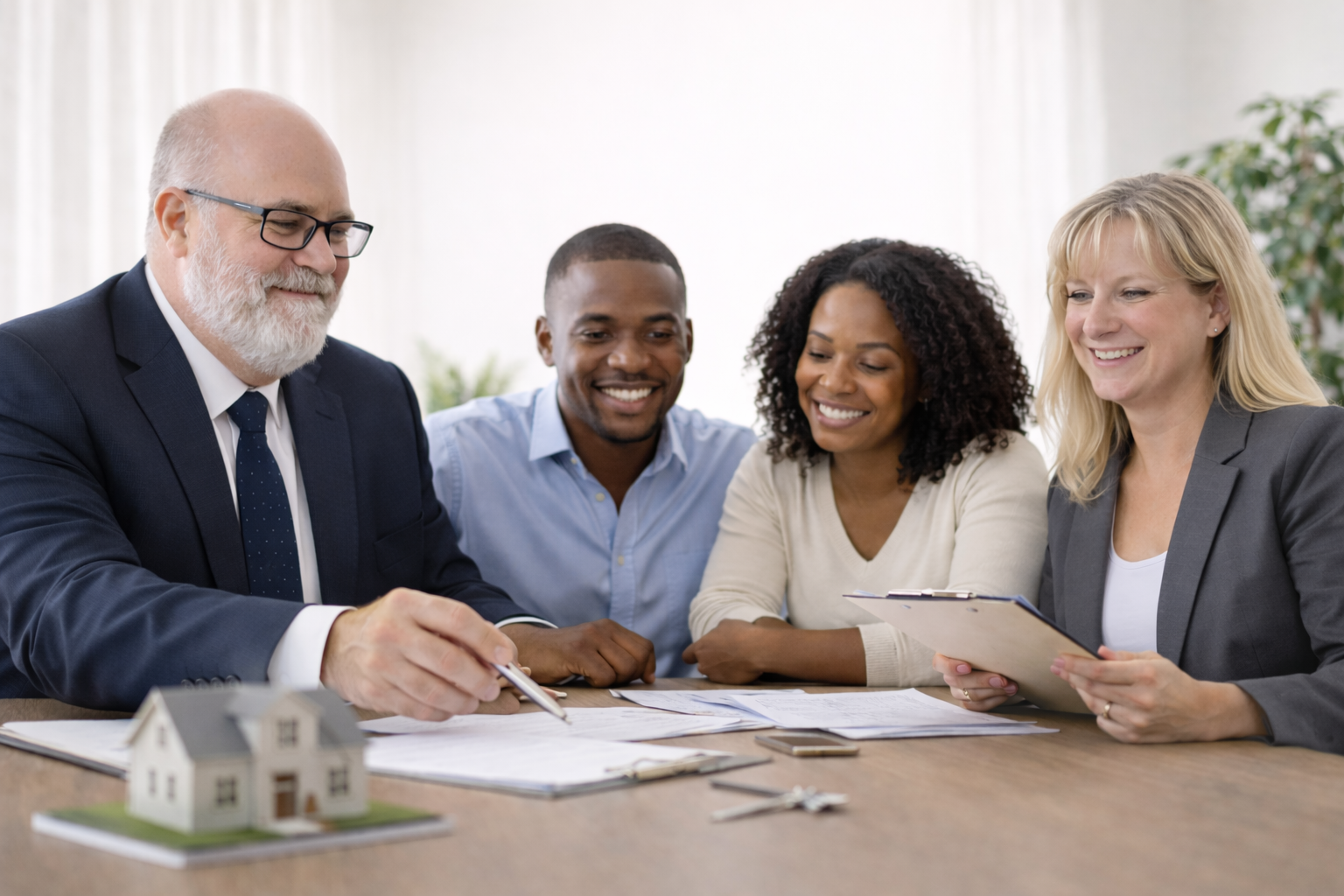 Attorney, Jim Schaefer, Esq., and Director of Operations, Michelle Schaefer, with Georgia Closing Attorneys helping a beautiful couple close their Georgia residential home closing. 